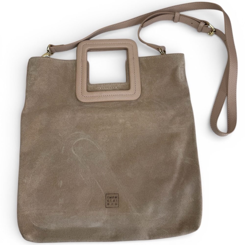 TMRW STUDIO Blush Milo Fold Over Suede Bag Crossbody Top Handle Anthropologie
